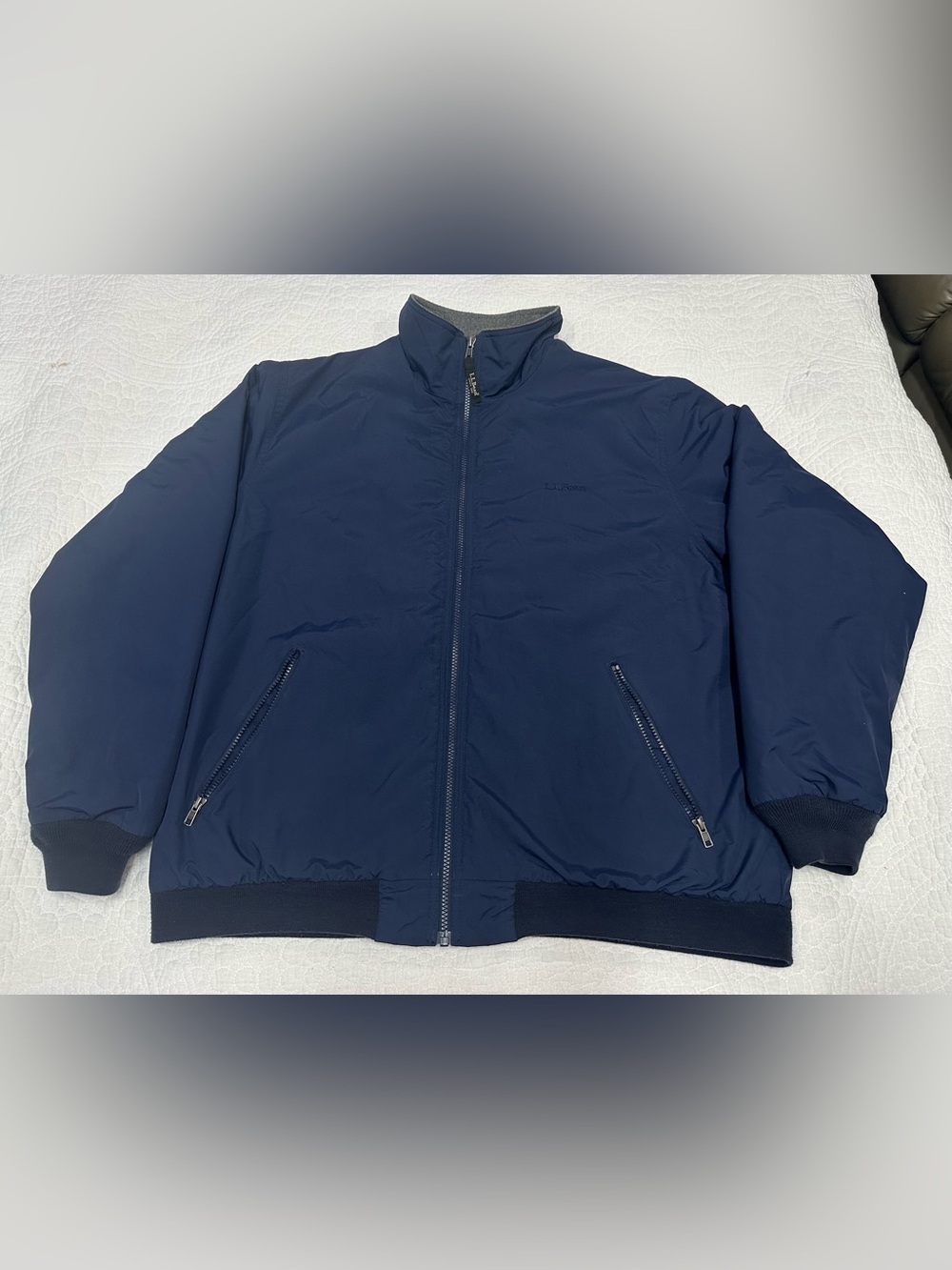 L.L. Bean Warm-Up Bomber Jacket Men's XXL Reg Navy Blue Fleece Lined Thinsulate
